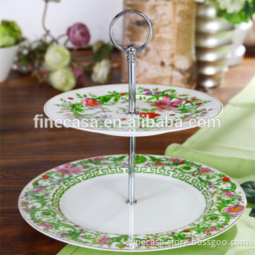 In April Elegant Fine Porcelain 2 Tier plate Stand